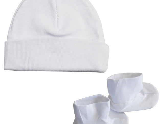 Bambini Cap & Bootie Set - White