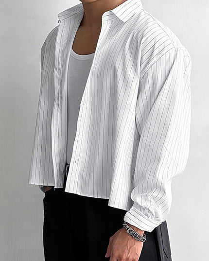 Men's Loose-Fitting All-Match Long-Sleeve Striped Shirt
