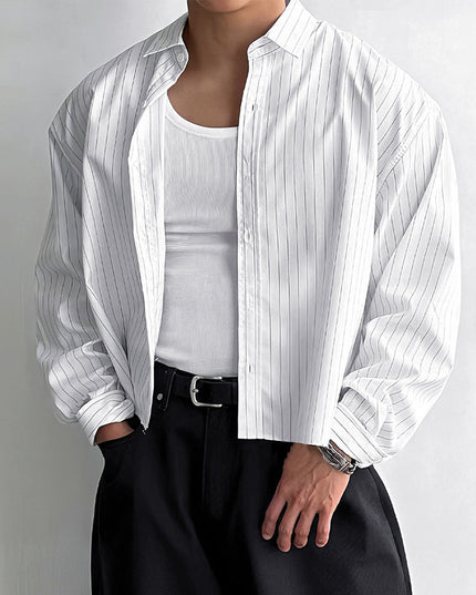 Men's Loose-Fitting All-Match Long-Sleeve Striped Shirt