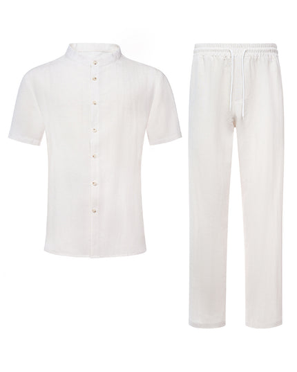 Men's Stand-Up Collar Breathable Shirt And Loose-Fitting Trousers Set