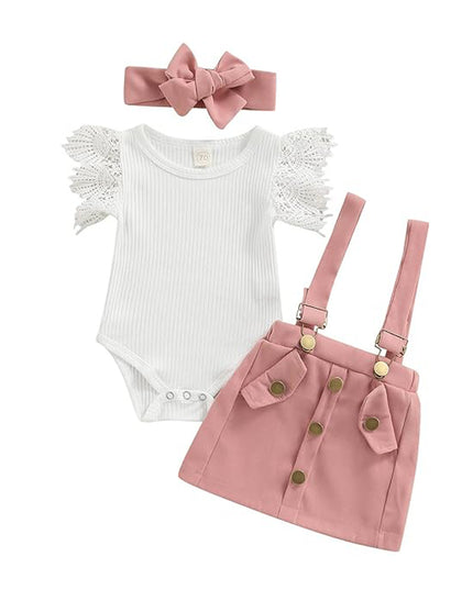 Girl Outfits,Summer Clothes Sets Ruffle Ribbed Romper
