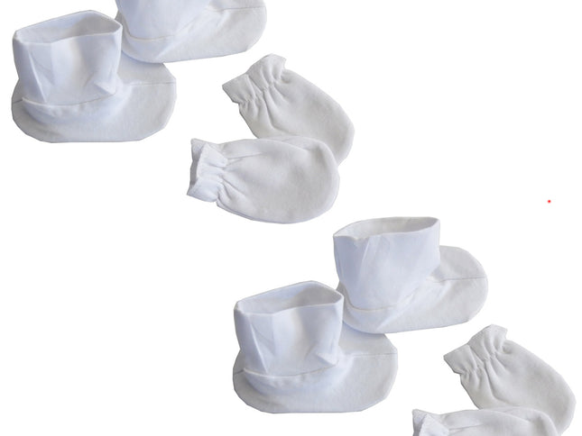Bambini Infant Booties & Mitten Set White (Pack of 2)