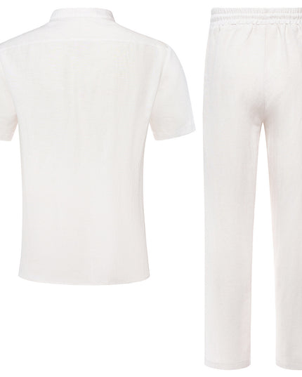 Men's Stand-Up Collar Breathable Shirt And Loose-Fitting Trousers Set