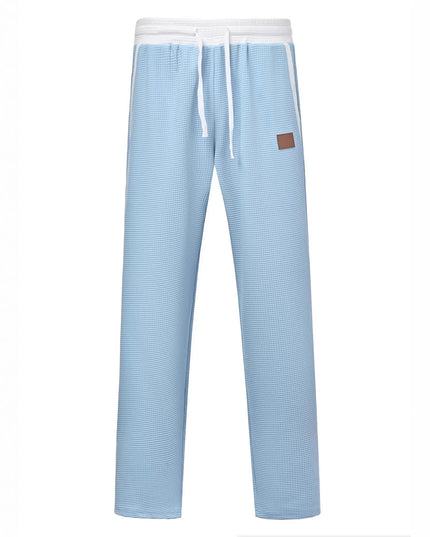 Men's Color-Block Waffle-Weave Casual Straight-Leg Pants