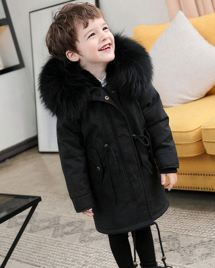Children's Jackets Girls' Clothes Boys And Babies Big Fur Collar