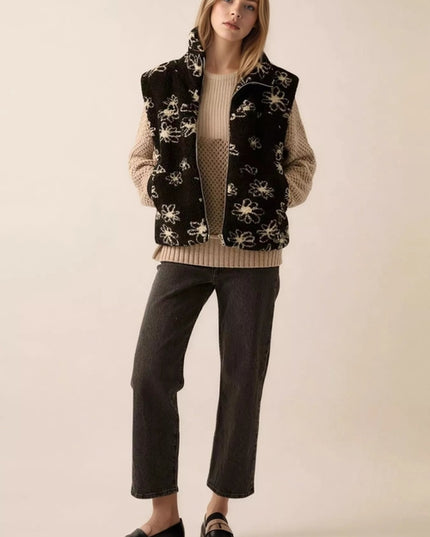 Zip Up Vest Coat with Pockets