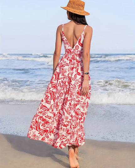 Printed Spaghetti Strap Midi Dress