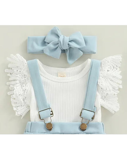 Girl Outfits,Summer Clothes Sets Ruffle Ribbed Romper