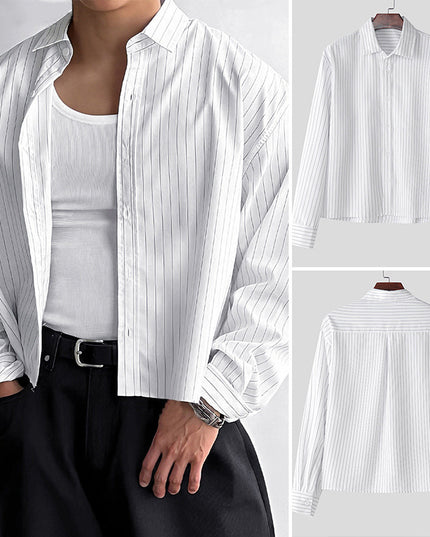 Men's Loose-Fitting All-Match Long-Sleeve Striped Shirt