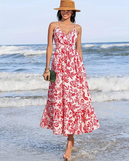 Printed Spaghetti Strap Midi Dress