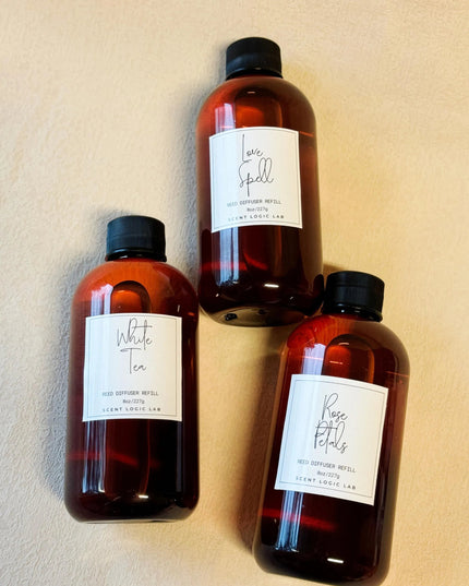 Reed Diffuser Refill – 8oz | Non-Toxic, Essential Oil Infused | 40+