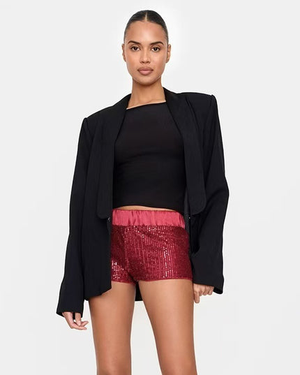 European And American-style Heavy-work Sequined Shorts For Women