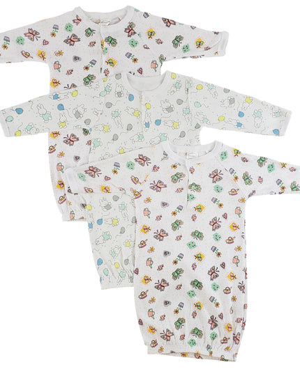 Bambini Girls Print Infant Gowns - 3 Pack