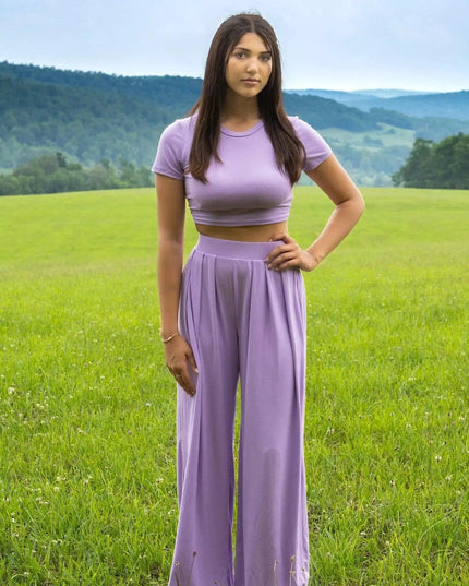 Crop Top and Wide Leg Palazzo Pants Set