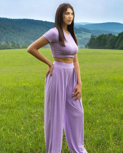 Crop Top and Wide Leg Palazzo Pants Set