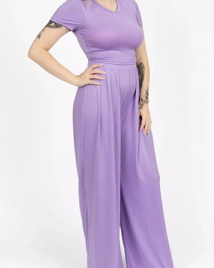 Crop Top and Wide Leg Palazzo Pants Set