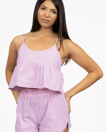 Crop Top w/ Ruffles & Matching Shorts Set