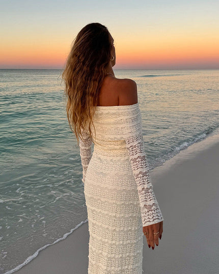 25 Edition – Elegant Off-Shoulder Lace Maxi Dress (Socialite Style)