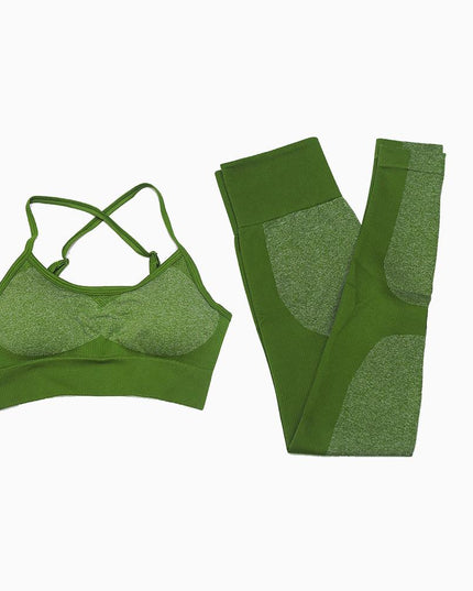 High Waist Athletic Seamless Yoga Leggings And Stretch Sports Bra