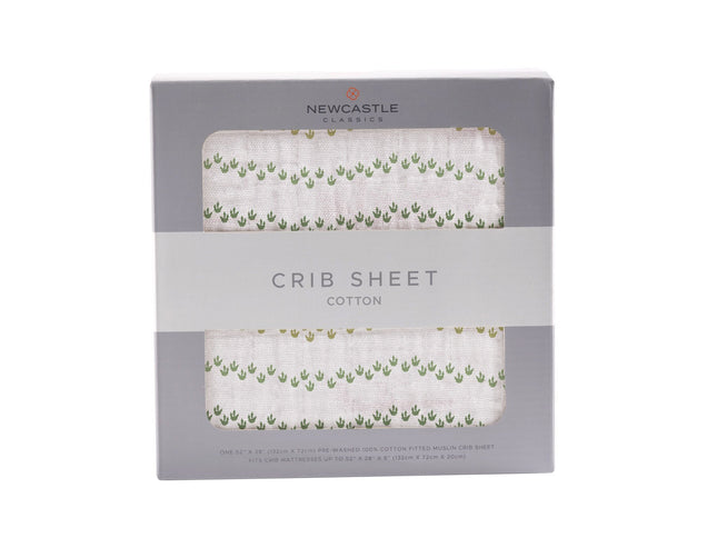 Dino Feet Cotton Muslin Crib Sheet