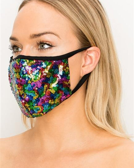 FASHION MASK 101-FL6-MULTI-SW315-sequin double layer contoured face