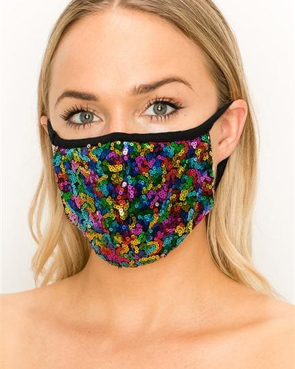 FASHION MASK 101-FL6-MULTI-SW315-sequin double layer contoured face