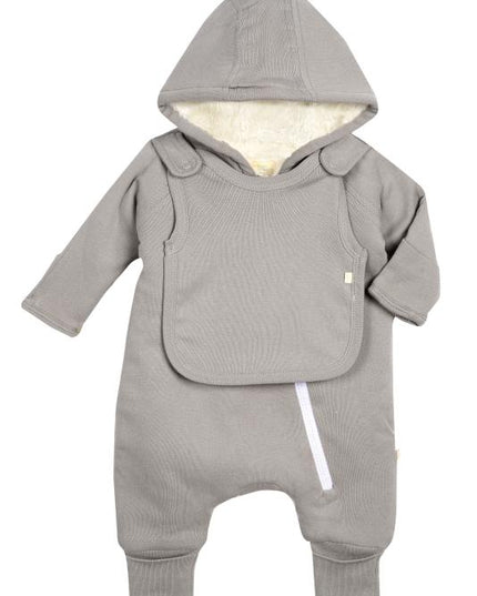 Smart Cuddly Jumpsuit + Bib - Gray