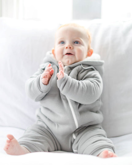 Smart Cuddly Jumpsuit + Bib - Gray