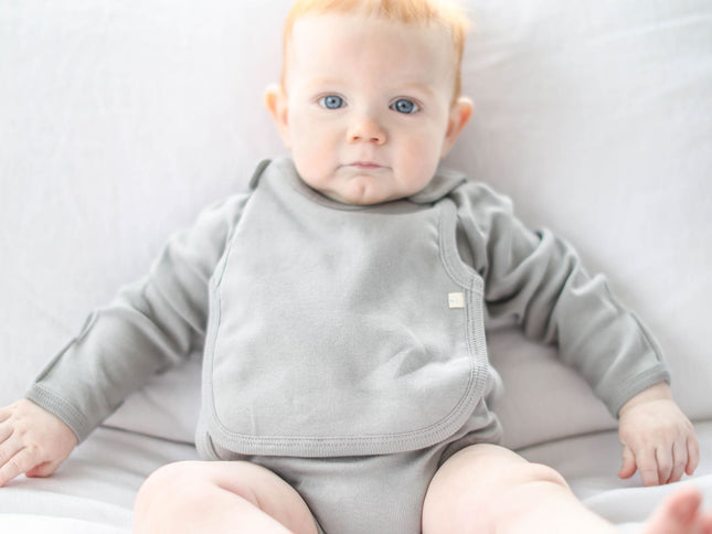 Smart Long Sleeve Kimono Bodysuit + Bib - Gray