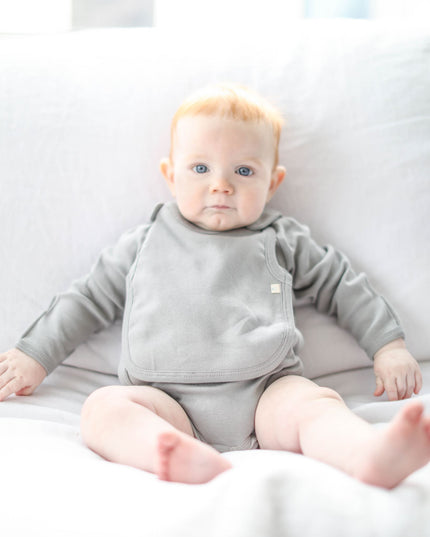 Smart Long Sleeve Kimono Bodysuit + Bib - Gray