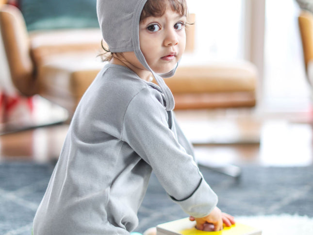 Smart Footed One-Piece + Bib - Gray