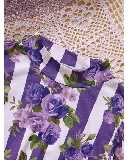 Toddler Girl Purple Rose Print Girls Outfit