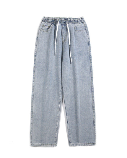 Men's Elastic Waist Loose Straight Drooping Mop Pants