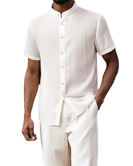 Men's Stand-Up Collar Breathable Shirt And Loose-Fitting Trousers Set