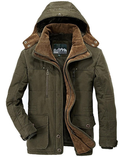 Mens Hooded Winter Parka Coat with Inner Fleece