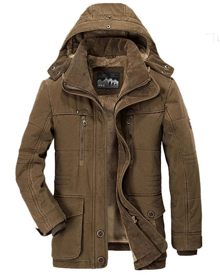 Mens Hooded Winter Parka Coat with Inner Fleece
