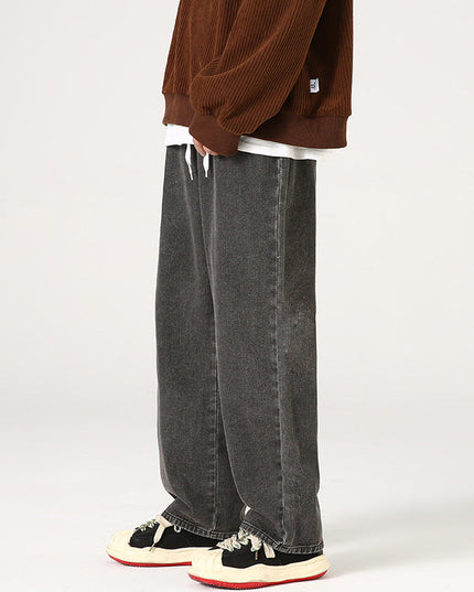 Men's Elastic Waist Loose Straight Drooping Mop Pants