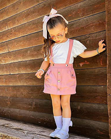 Girl Outfits,Summer Clothes Sets Ruffle Ribbed Romper