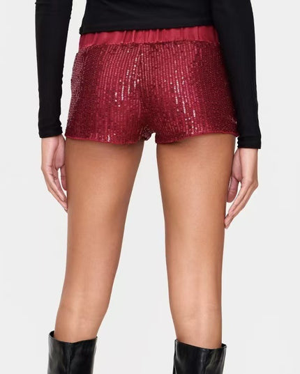 European And American-style Heavy-work Sequined Shorts For Women