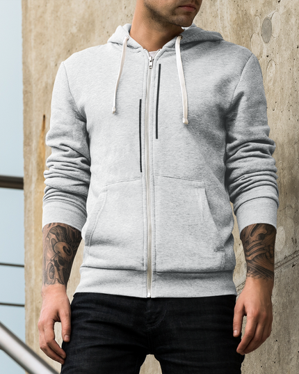 Mens Unmatched Stripes Zip Up Hoodie