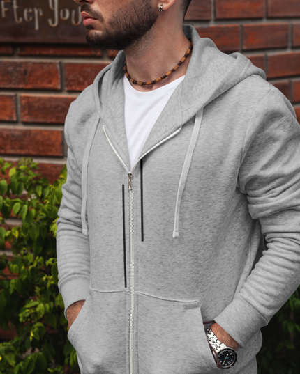Mens Unmatched Stripes Zip Up Hoodie