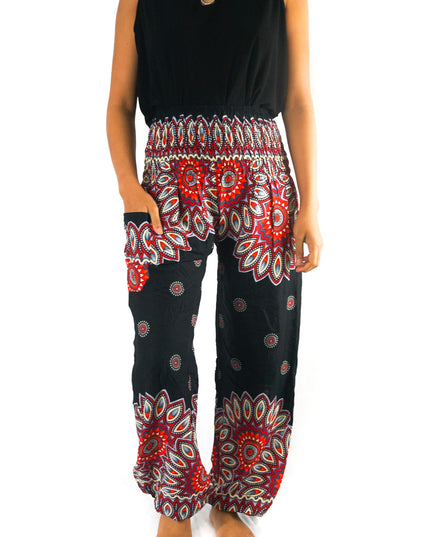 Black FLORAL Harem Pants Women Boho Pants Hippie