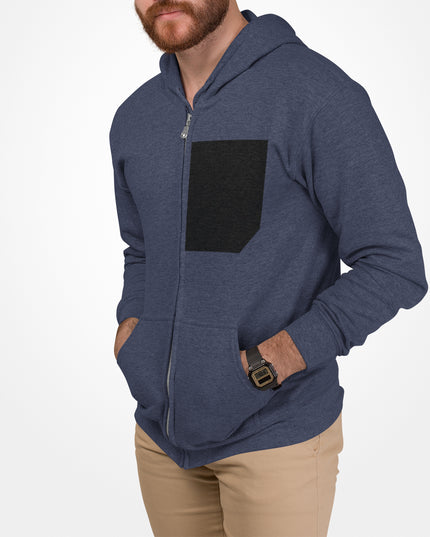 Mens Faux Black Pocket Heavy Blend Zip Up Hoodie