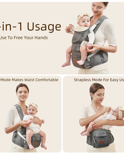 Ergonomic 3-in-1 Baby Carrier and Hipseat