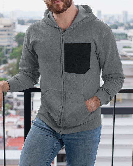 Mens Faux Black Pocket Heavy Blend Zip Up Hoodie