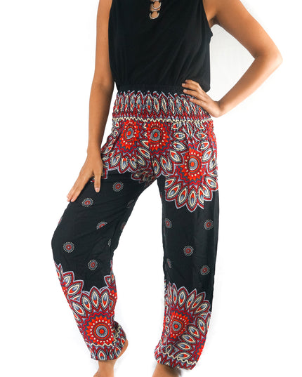 Black FLORAL Harem Pants Women Boho Pants Hippie