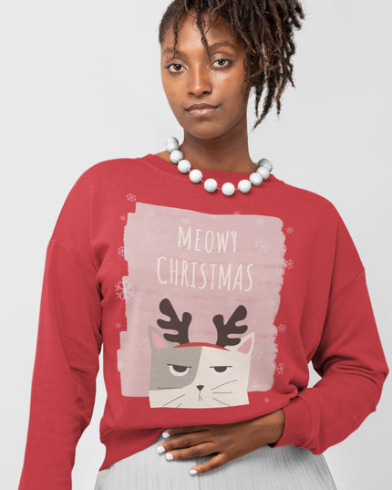 Womens Meowy Christmas Sweatshirt