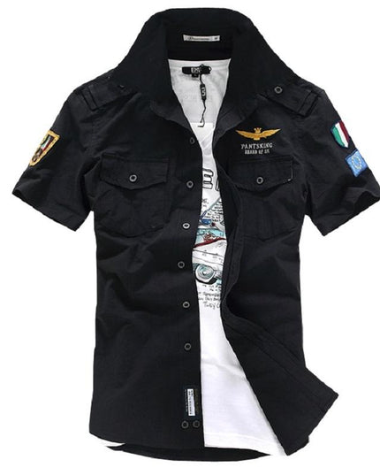 Mens Short Sleeve Military Style Shirt