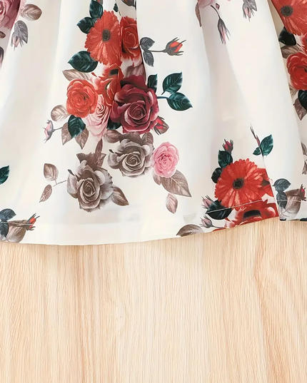 Girl's Lycra Floral Printed Frock Dress for Girls