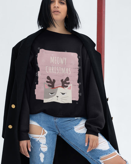 Womens Meowy Christmas Sweatshirt